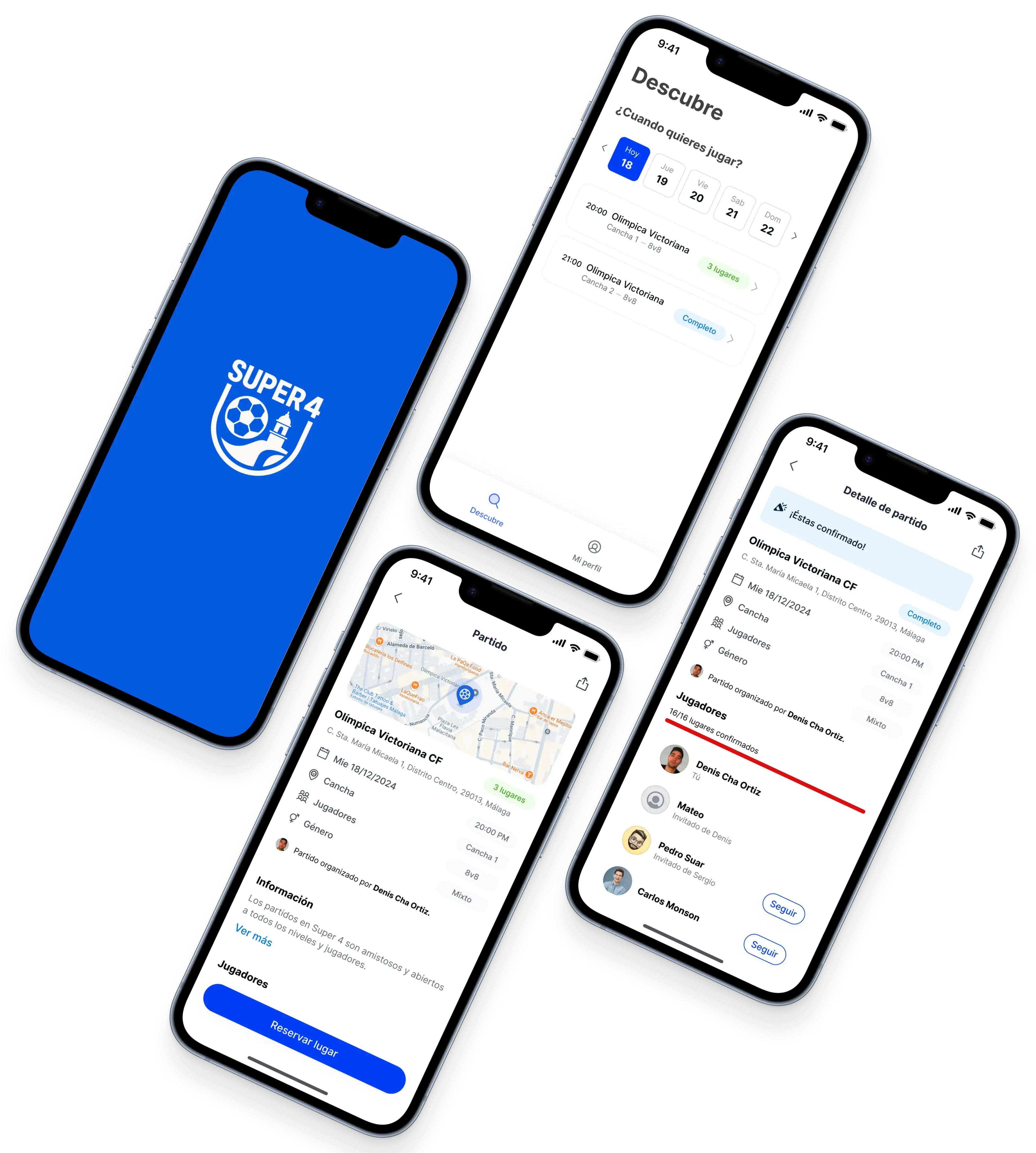 Super4 app screenshots on phones